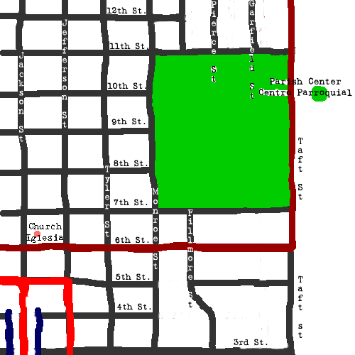 Map Parish Center | Mapa del Centro Parraquial